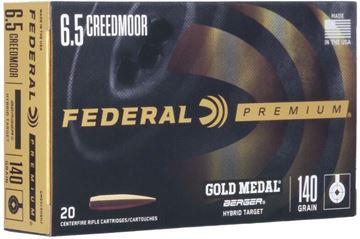 Picture of Federal Premium Gold Medal Rifle Ammo - 6.5 Creedmoor, 140gr, Berger Hybrid Target, OTM, 20rds Box