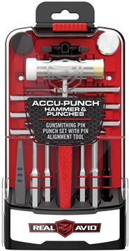 Picture of Real Avid Gunsmithing Accu-Punch - Hammer & Punches Set, 4 Interchangeable Heads Rubber / Brass / Steel / Nylon, Steel Punches: 1/16?, 5/64?, 3/32?, 1/8?, 9/64?, 5/32?, 3/16?, 7/32?, 1/4?, 9/32?, Non-Marring Finishing Punch.
