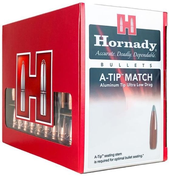 Picture of Hornady Rifle Bullets, A-Tip Match - 7mm (.284"), 190Gr, A-Tip Match, Min Twist 1-8", G1 .838 G7 .422, 100ct Box