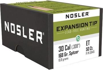 Picture of Nosler 59415 E-Tip Lead Free Rifle Bullets 30 Cal 168 Gr 30 50 Bx
