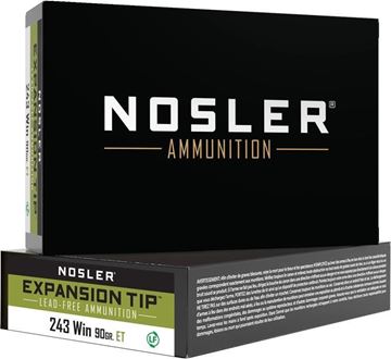 Picture of Nosler 40030 E-Tip Rifle Ammo 243 Win 90gr 20ct Solid Copper