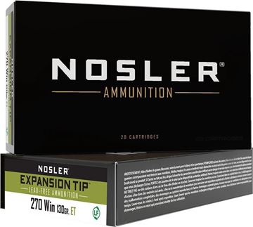 Picture of Nosler 40031 E-Tip Rifle Ammo 270 WIN 130gr 20ct Solid Copper