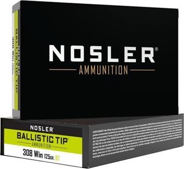 Picture of Nosler 40061 BT Ballistic Tip Rifle Ammo 308 WIN, Hunting, 125 Grains 3100 fps, 20, Boxed