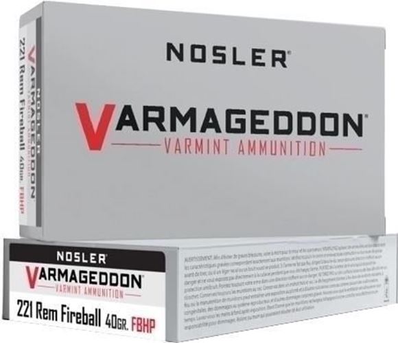 Nosler 65120 Varmageddon Rifle Ammo 221 Rem Fireball 40Gr FBHP, 20 Boxed