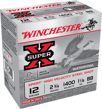 Picture of Winchester WEX12HBB Super-X Xpert Shotshell 12 GA, 2-3/4 in, No. BB 1-1/8oz, 1400 fps, 25 Rnd per Box