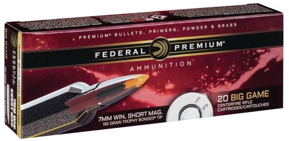 Federal Premium 7mm WSM Rifle Ammunition, 160gr Trophy Bonded Tip, 20rnds Box
