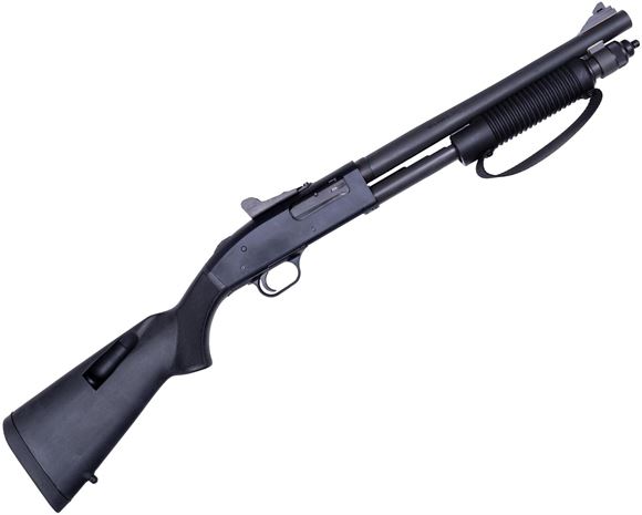 Picture of Mossberg 590A1 Class III Compact Pump Action Shotgun - 12Ga, 3", 14", Heavy-Walled, Parkerized, Black Synthetic Stock w/ Internal Shell Holder, 5rds, Ghost Ring Sights, Fixed Cylinder Bore