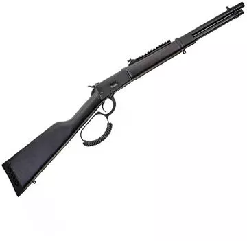 Picture of Rossi R92 Lever Action Rifle - 44 Mag, 16.5", Black Cerakote Barrel And Receiver, Threaded, Black Wood Stock With Black Splatter Paint, Picatinny rail, Adjustable Rear Peep Sight, 8rds