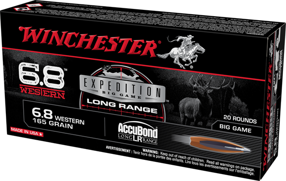 Winchester Copper Impact Rifle Ammo - 6.8 Western, 165Gr, AccuBond Long Range, 20rds Box