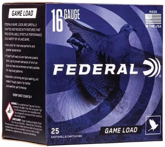 Picture of Federal Game-Shok Upland Game Load Shotgun Ammo - 16Ga, 2-3/4", 2-1/2DE, 1oz, #8, 250rds Case, 1165fps