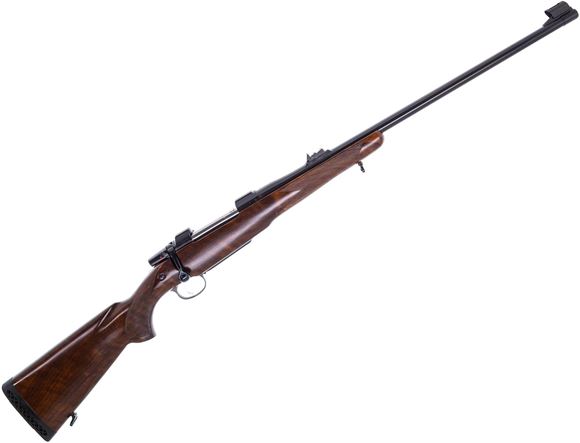 Picture of Used (New Old Stock) CZ 550 Magnum Bolt-Action Rifle, 375 H&H, 25", Blued, Checkered Walnut Stock, Ordered From Factory with Oberndorf Style Bolt Handle, Iron Sights, Single Set Trigger, New in Box, Unfired