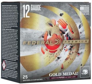 Picture of Federal Premium Gold Medal Grand Paper Target Loads Shotgun Ammo - 12Ga, 2-3/4", 1-1/8oz., #8, HDCP Dram EQ. 250rds Case