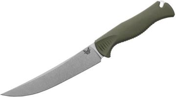 Picture of Benchmade Knife Company, Knives - Meatcrafter, 6.08" CPM-154 (58-61 HRC) Blade, Green Santoprene Handle, Plain Trailing Point, Lanyard Hole, Boltaron Sheath, Weight: 3.24 oz (91.85g)