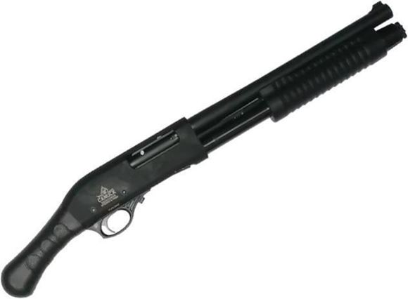 Picture of Canuck Regulator Pump Action Shotgun - 12ga, 3", 14", Matte Black, 5rds, Bird Head Grip, (F,M,IC) 26.5" Overall Length