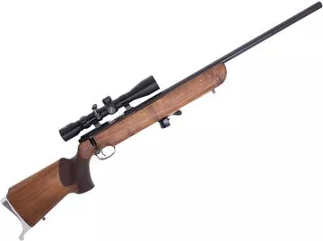 Picture of Used Walther KKM II Bolt-Action Single Shot Rifle, 22 LR, 26" Heavy Barrel, With Walther 3-9x40mm Scope, Fully Adjustable Walther Aperture Sight, Adjustable Trigger, Good Condition