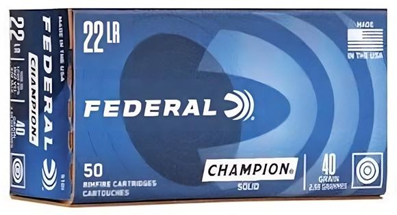 Picture of Federal Champion Rimfire Ammo - 22 LR 40Gr solid, Standard Velocity, 50 RDS Box