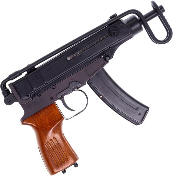 Picture of Used Czech Small Arms (CSA) Sa vz.61 Skorpion Semi-Auto 7.65mm Browning (32 ACP), 4.5" Barrel, Wire Folding Stock, With Wood Grip, 7 Magazines, Original Case, Excellent Condition