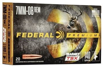 Picture of Federal Premium Medium Game Rifle Ammo - 7mm-08 Rem, 140Gr, Barnes TSX Copper, 20rds Box, 2820fps