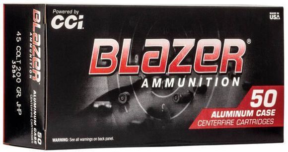 CCI 3584 Blazer Centerfire Pistol Ammo 45 Colt 200Gr 50Rnd JHP Blazer