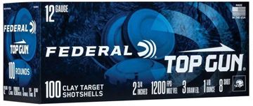 Picture of Federal TG12100 8 Top Gun Shotshell 12 Ga, 2-3/4", 1-1/8oz, 3 Dram 1200fps #8, 100 Count