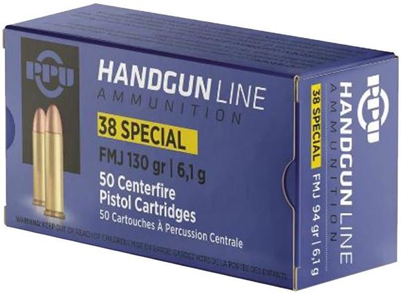 PPU PPH38SF Pistol Ammo .38 Special FMJ 130gr