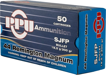 Picture of PPU PPH44MF Pistol Ammo 44 Rem Mag SJFP, 300 Gr, 50 Rnd