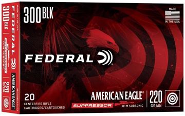 Picture of Federal American Eagle Rifle Ammo - 300 AAC Blackout, 220Gr, OTM Subsonic, 20rds Box, 1000fps