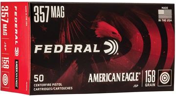 Picture of Federal American Eagle Handgun Ammo - 357 Mag, 158Gr, Jacketed Soft Point, 50rds Box, 1240fps
