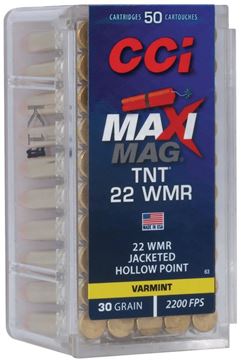 Picture of CCI Maxi-Mag TNT Rimfire Ammo - .22 WMR, Maxi-Mag, 30Gr, TNT JHP, 50rds box