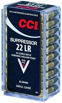 Picture of CCI Small Game Rimfire Ammo - Suppressor, 22 LR, 45Gr, LHP, 500rds Brick, 970fps