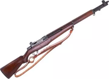 Picture of Used Beretta M1 Garand Semi-Auto Rifle 30-06 Sprg, 24" Barrel, Full Military Wood, With danish FKF Stamp, Mismatched Stock, Leather Sling, 2 Clips, Very Good Condition