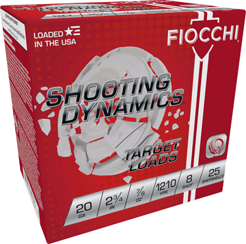 Picture of Fiocchi Shooting Dynamics Shotgun Ammo - 20Ga, 2-3/4", #8 Shot, 7/8 oz, 1210fps, 25rds Box