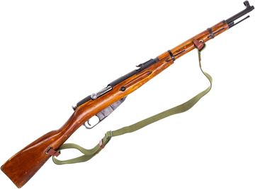 Picture of Used Mosin Nagant M38 Bolt-Action Rifle, 7.62x54R, 20" Barrel, Full Military Wood, With Web Sling, 1943 Izhevsk Manufacture, Good Condition