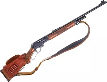 Picture of Used Marlin 1895 Lever-Action Rifle, 45-70, 22" Barrel, Walnut Stock, Leather Sling, Leather Cheekpiece, MR serial prefix, Good Condition