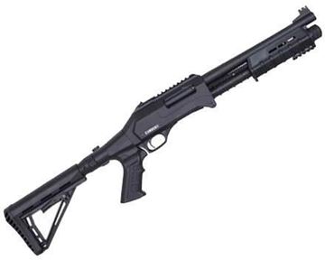 Picture of Canuck Folding Enforcer 2 Double Folding Spring Assisted Pump Action Shotgun - 12ga, 3", 12", 8" Barrel extension, Black Synthetic, Integral Picatinny Rail, Mobil Choke, Folding Action, Fiber Optic Front Sight, 3+1rds