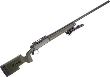 Picture of Used Remington 700 SPS Varmint Bolt-Action Rifle, 308 Win, 26" Heavy Barrel, OD Green Mcmillan Stock, Champion Bipod, Scope Rail, Very Good Condition
