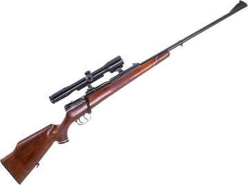 Picture of Used Mauser Model 66 Bolt-Action Rifle, 8x68S, 26" Barrel, Walnut Stock, Double Set Trigger, With Zeiss 1.5-6X Riflescope, Wood Stock Extension to 14.5" LOP, Good Condition