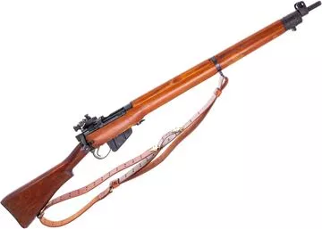 Picture of Used Lee Enfield No4 Mk1* Bolt-Action Rifle, 303 British, 25" Barrel, Full Military Wood Stock, Parker Hale 5C Apature Sight, Long Branch 1945 Production, Very Good Condition