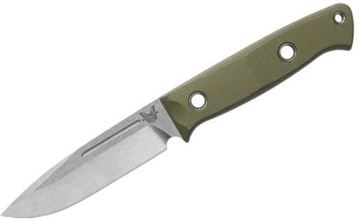 Picture of Benchmade Knife Company, Knives - Bushcrafter, 4.4" Plain Drop-Point Matte Blade, Green and Red Contoured G10, Black Leather Sheath, Weight 7.68oz. (217.72g)