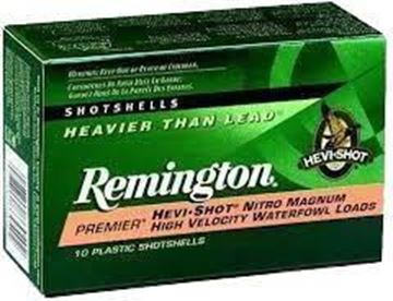 Picture of Remington Premier Hevi-Shot Nitro Magnum High Velocity Waterfowl Loads Shotgun Ammo - 12Ga, 3", MAX DE, 1-1/4oz, #4, 10rds Box, 1450fps