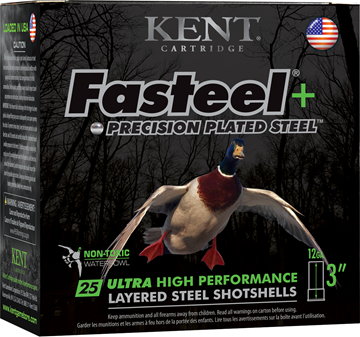 Picture of Kent Fasteel+ 2.0 Precision Plated Steel Waterfowl Shotgun Ammo - 12Ga, 3", 1-1/4oz, 4 X 6, 25rds Box, 1450fps