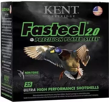 Picture of Kent Fasteel 2.0 Precision Plated Steel Waterfowl Shotgun Ammo - 12Ga, 3", 1-1/4oz, 2 & 4, 25rds Box, 1450fps, Non-Toxic