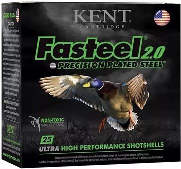 Picture of Kent Fasteel+ Precision Plated Steel Waterfowl Shotgun Ammo - 20Ga, 3", 1oz, 4X6, 25rds Box, 1350fps