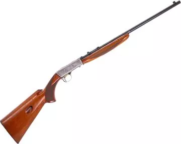 Picture of Used Browning SA-22 Semi-Auto 22 LR, 19" Barrel w/ Wheel Adjustable Sights, Takedown, Grade II With Engraved Nickel Receiver, Checkered Walnut Stock, Made in Belgium, Good Condition