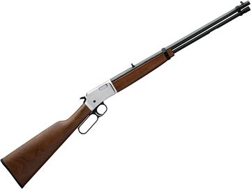 Picture of Browning BL-22 Grade I Rimfire Lever Action Rifle - 22 S/L/LR, 20", Light Sporter Contour, Polished Blued, Satin Nickel Steel Receiver, Satin Grade I American Black Walnut Stock w/Straight Grip, 15rds, Steel Blade Front & Folding Rear Sights