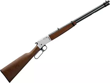 Picture of Browning BL-22 Grade I Rimfire Lever Action Rifle - 22 S/L/LR, 20", Light Sporter Contour, Polished Blued, Satin Nickel Steel Receiver, Satin Grade I American Black Walnut Stock w/Straight Grip, 15rds, Steel Blade Front & Folding Rear Sights