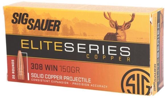 Picture of Sig Sauer Elite Performance Rifle Ammo - 308 Win, 150Gr Solid Copper, 20rds Box