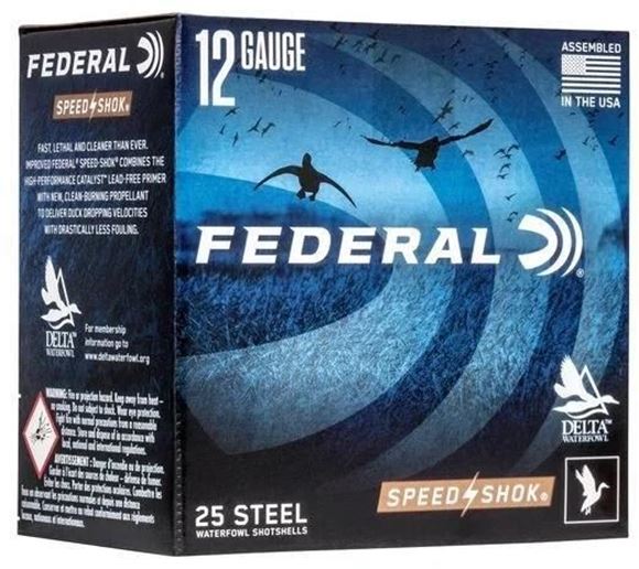 Picture of Federal Speed-Shok Waterfowl Load Shotgun Ammo - 12Ga, 3", 1-1/8oz, T, Steel, 1550fps, 25rds Box