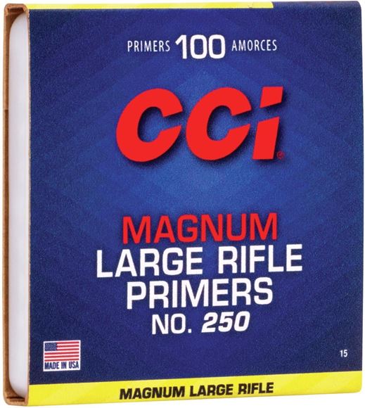 Picture of CCI Primers, Magnum Rifle Primers - No. 250, Magnum Large Rifle Primers, 100ct Pack