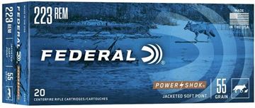 Picture of Federal Power-Shok Rifle Ammo - 223 Rem, 55Gr, Soft Point, 20rds Box